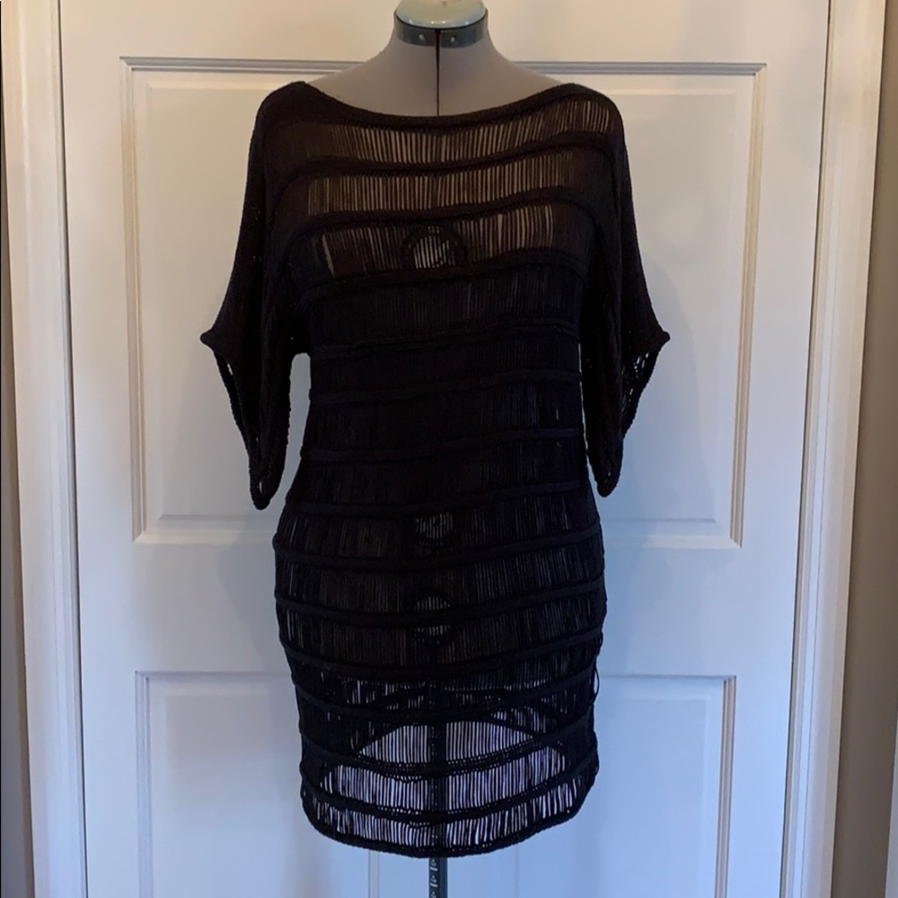 Black loose knit dress. Perfect summer cover up!